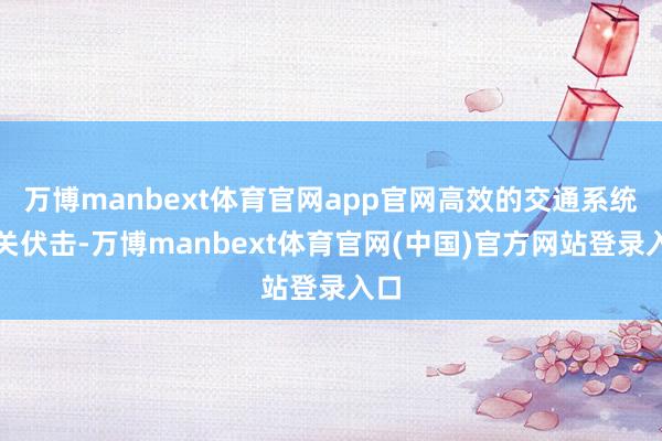 万博manbext体育官网app官网高效的交通系统至关伏击-万博manbext体育官网(中国)官方网站登录入口