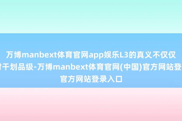 万博manbext体育官网app娱乐L3的真义不仅仅给AI材干划品级-万博manbext体育官网(中国)官方网站登录入口
